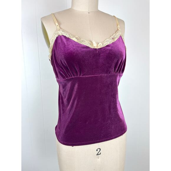 Vintage Y2K Charlotte Russe Purple Velvet Cami Tank Top Medium Stretchy Fairy - Picture 1 of 13